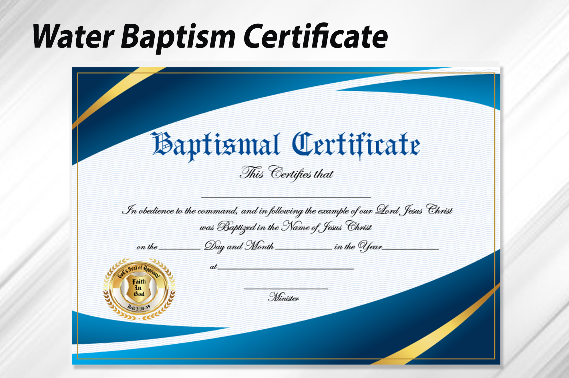Water Baptism Certificate Free